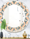 Retro Pattern Abstract Design IV - Modern Round or Oval Wall Mirror - Leaves