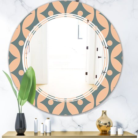 Retro Pattern Abstract Design IV - Modern Round or Oval Wall Mirror - Triple C