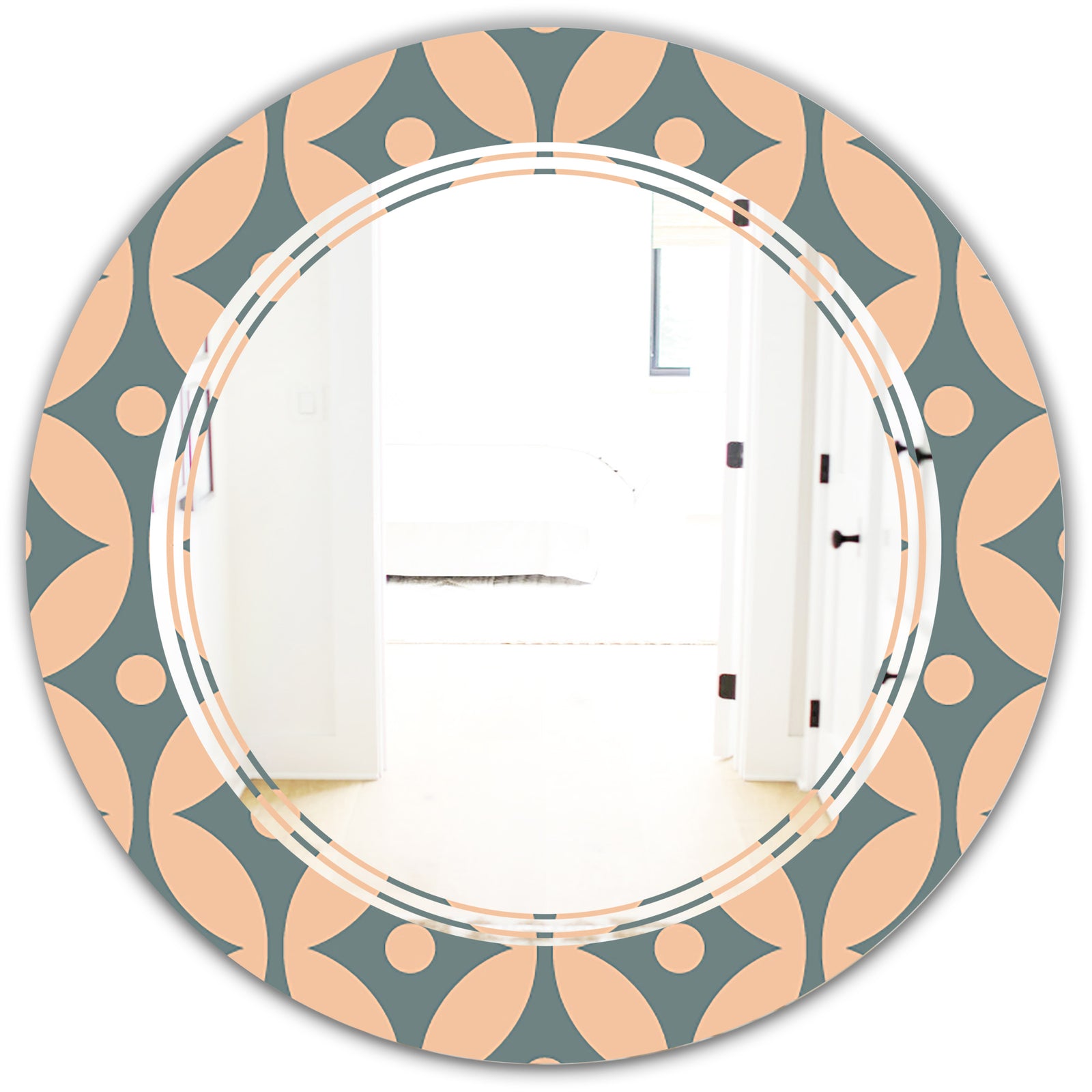 Retro Pattern Abstract Design IV - Modern Round or Oval Wall Mirror - Triple C