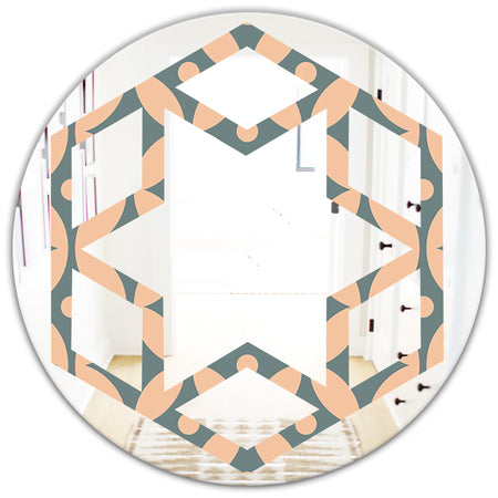 Retro Pattern Abstract Design IV - Modern Round or Oval Wall Mirror - Hexagon Star