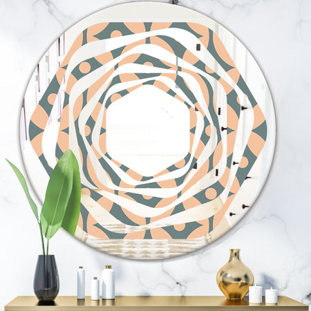 Retro Pattern Abstract Design IV - Modern Round or Oval Wall Mirror - Whirl