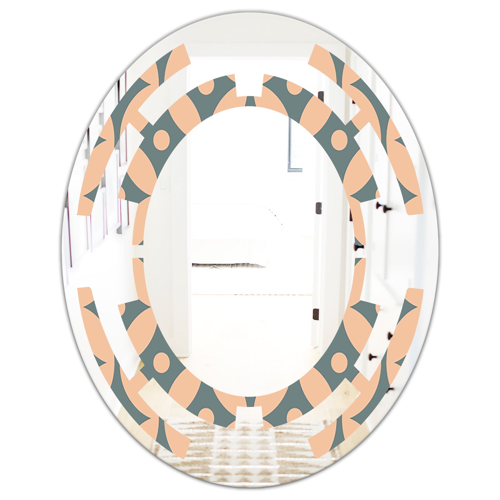 Retro Pattern Abstract Design IV - Modern Round or Oval Wall Mirror - Space