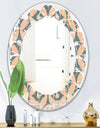 Retro Pattern Abstract Design IV - Modern Round or Oval Wall Mirror - Leaves