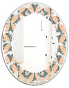 Retro Pattern Abstract Design IV - Modern Round or Oval Wall Mirror - Leaves