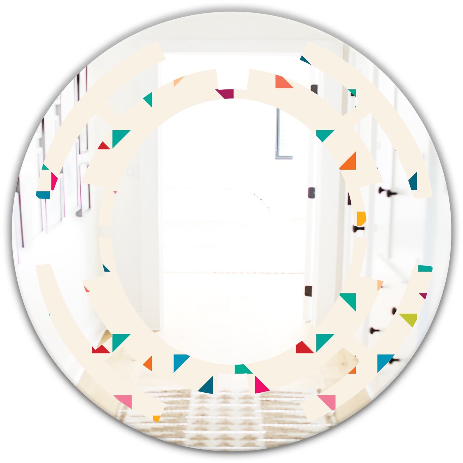 Abstract Triangular Retro Pattern I - Modern Round or Oval Wall Mirror - Space