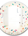 Abstract Triangular Retro Pattern I - Modern Round or Oval Wall Mirror - Leaves