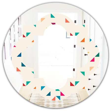 Abstract Triangular Retro Pattern I - Modern Round or Oval Wall Mirror - Quatrefoil