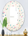 Abstract Triangular Retro Pattern I - Modern Round or Oval Wall Mirror - Wave