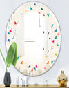 Abstract Triangular Retro Pattern I - Modern Round or Oval Wall Mirror - Leaves