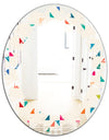 Abstract Triangular Retro Pattern I - Modern Round or Oval Wall Mirror - Leaves