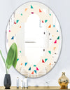 Abstract Triangular Retro Pattern I - Modern Round or Oval Wall Mirror - Quatrefoil