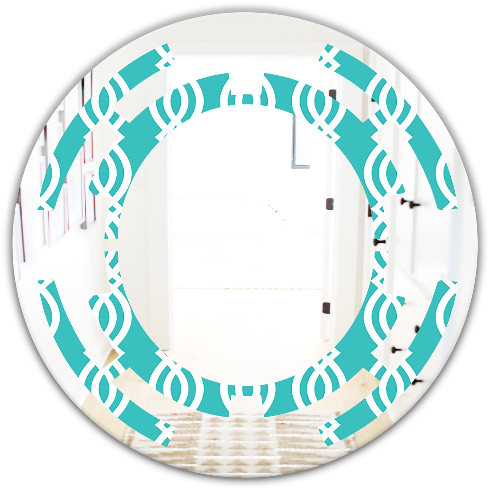 Retro Pattern Abstract Design VII - Modern Round or Oval Wall Mirror - Space