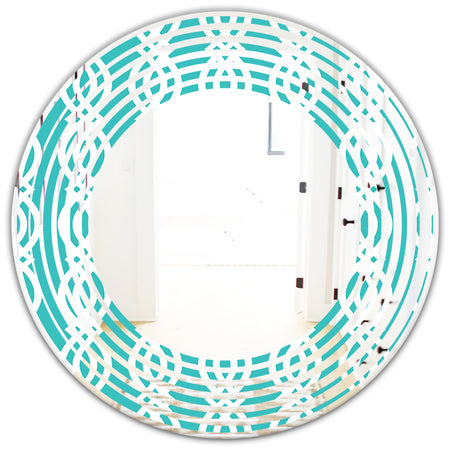 Retro Pattern Abstract Design VII - Modern Round or Oval Wall Mirror - Wave