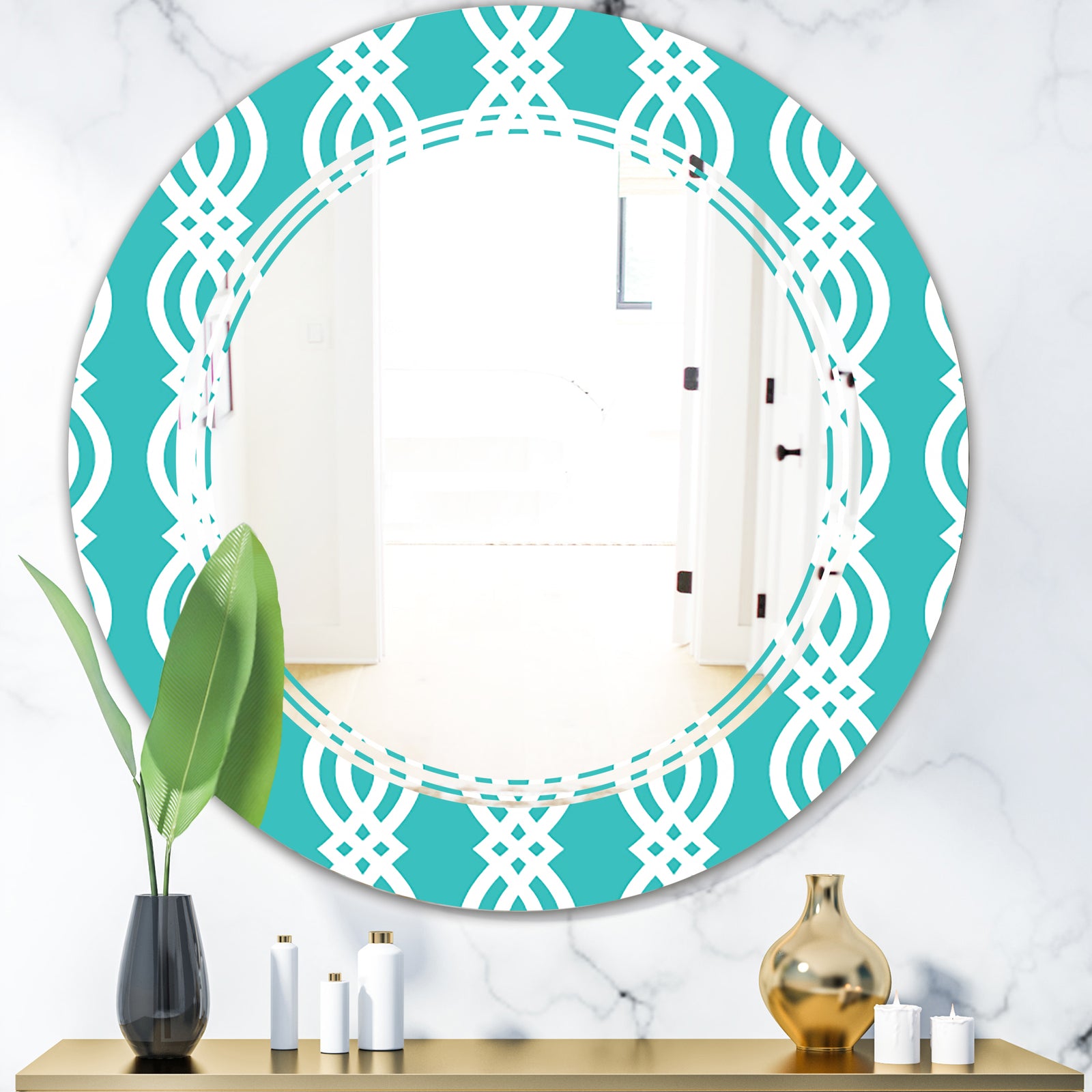 Retro Pattern Abstract Design VII - Modern Round or Oval Wall Mirror - Triple C