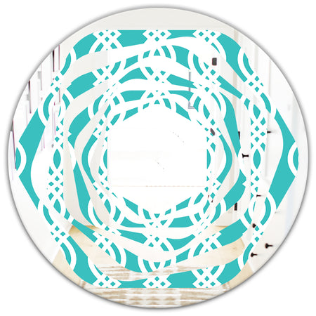 Retro Pattern Abstract Design VII - Modern Round or Oval Wall Mirror - Whirl