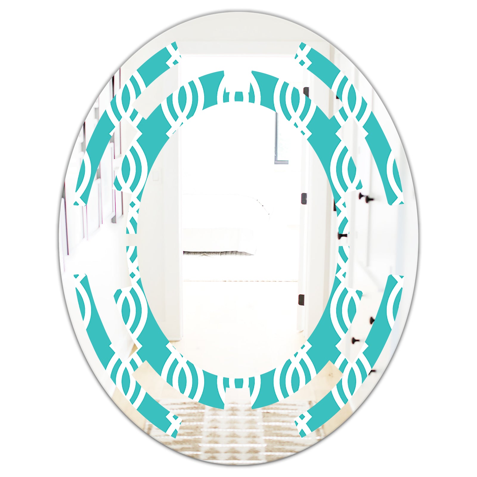 Retro Pattern Abstract Design VII - Modern Round or Oval Wall Mirror - Space