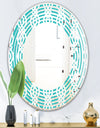 Retro Pattern Abstract Design VII - Modern Round or Oval Wall Mirror - Wave