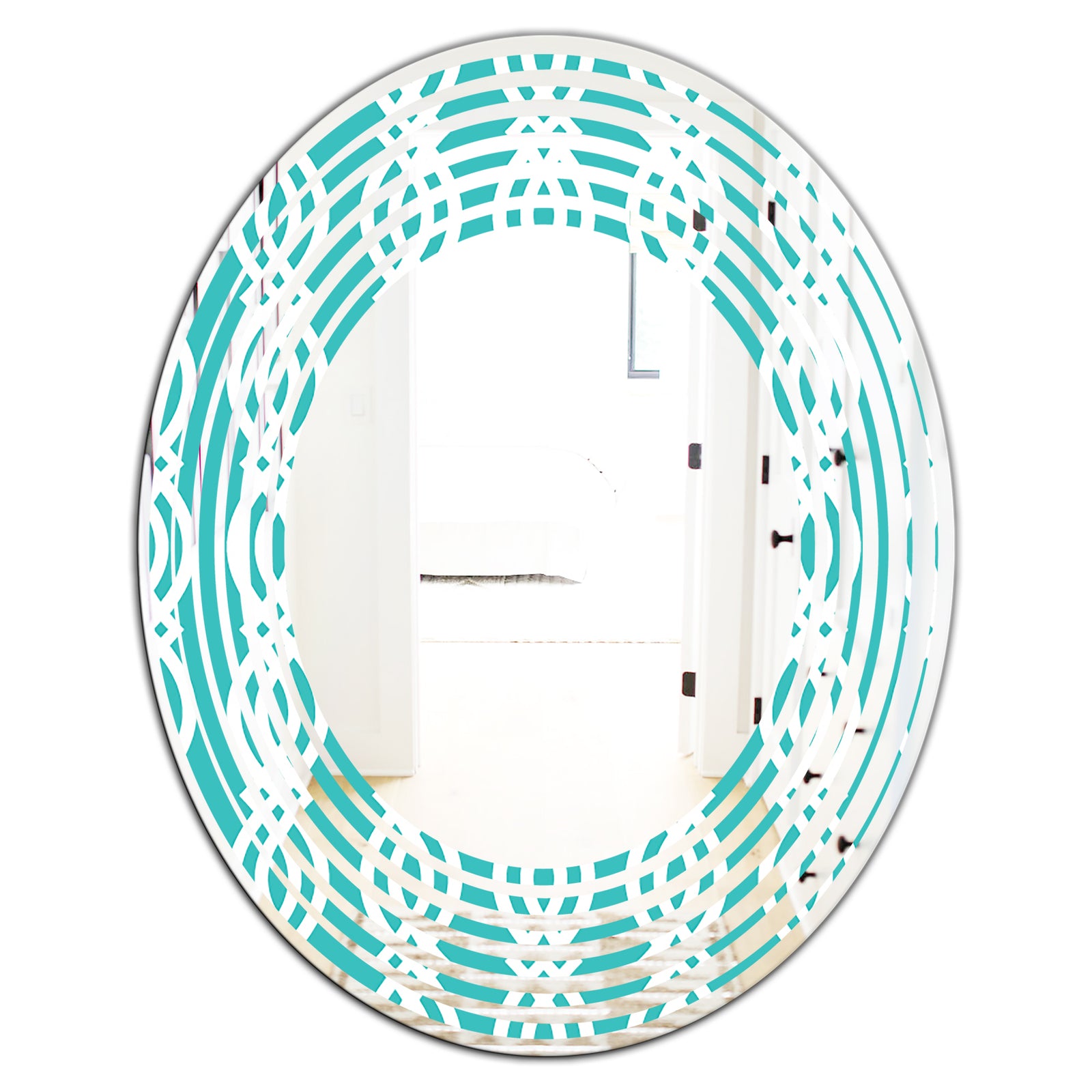 Retro Pattern Abstract Design VII - Modern Round or Oval Wall Mirror - Wave