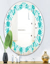 Retro Pattern Abstract Design VII - Modern Round or Oval Wall Mirror - Leaves