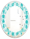 Retro Pattern Abstract Design VII - Modern Round or Oval Wall Mirror - Leaves