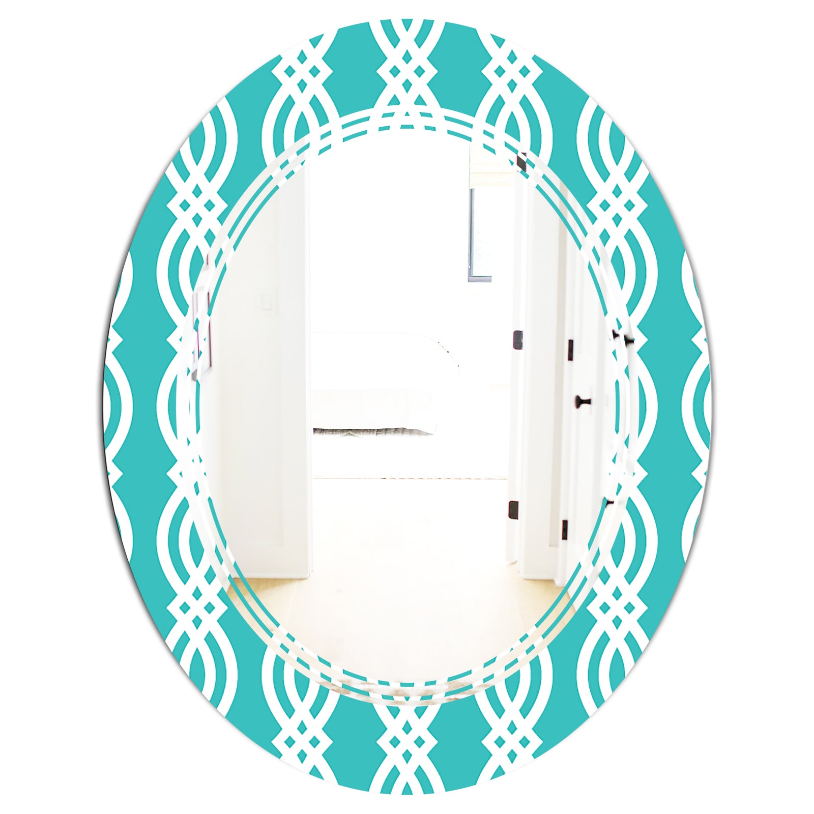 Retro Pattern Abstract Design VII - Modern Round or Oval Wall Mirror - Triple C