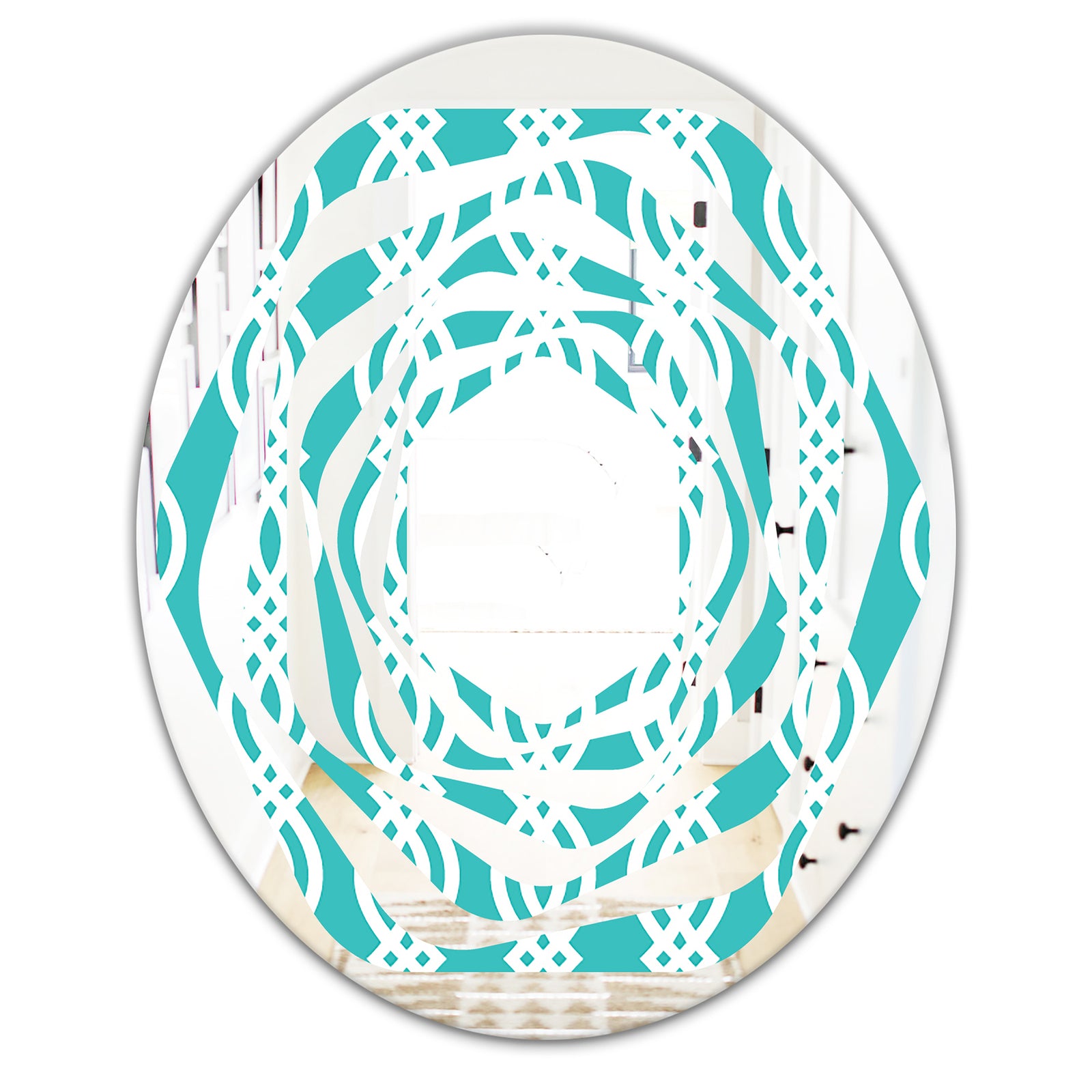 Retro Pattern Abstract Design VII - Modern Round or Oval Wall Mirror - Whirl