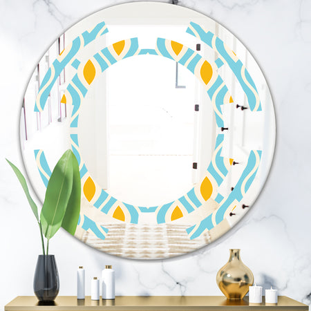Retro Pattern Abstract Design I - Modern Round or Oval Wall Mirror - Space