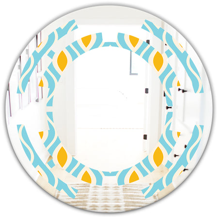 Retro Pattern Abstract Design I - Modern Round or Oval Wall Mirror - Space