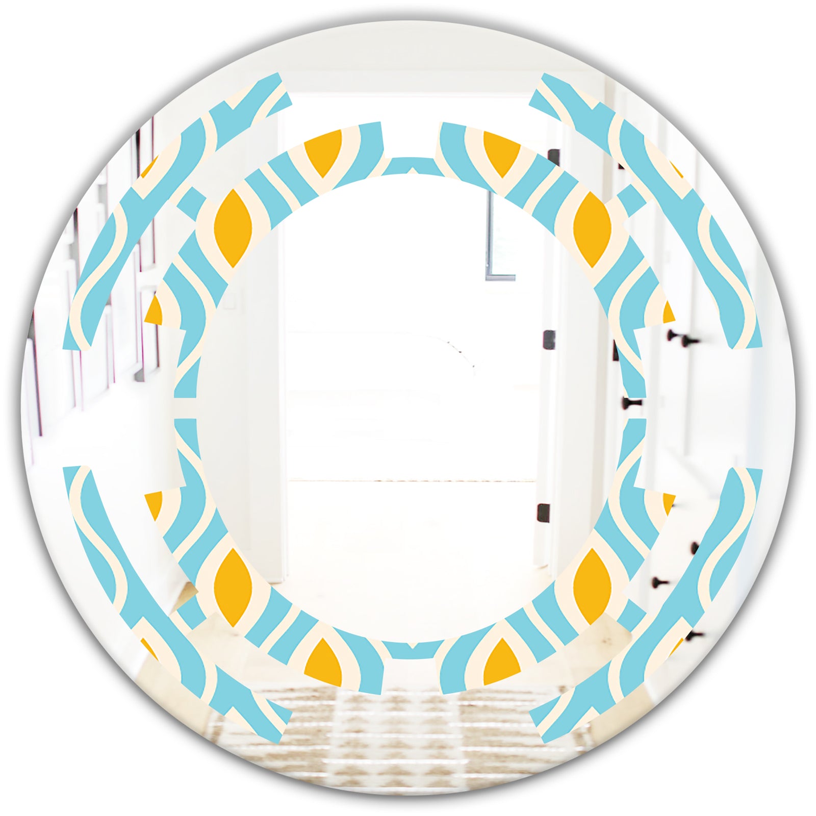 Retro Pattern Abstract Design I - Modern Round or Oval Wall Mirror - Space