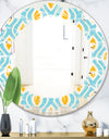 Retro Pattern Abstract Design I - Modern Round or Oval Wall Mirror - Leaves