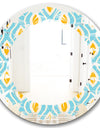 Retro Pattern Abstract Design I - Modern Round or Oval Wall Mirror - Leaves