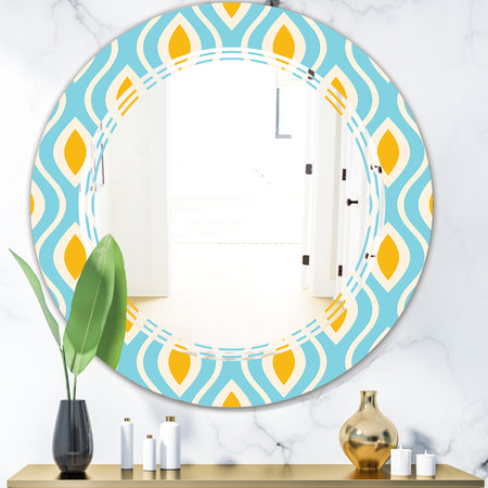 Retro Pattern Abstract Design I - Modern Round or Oval Wall Mirror - Triple C