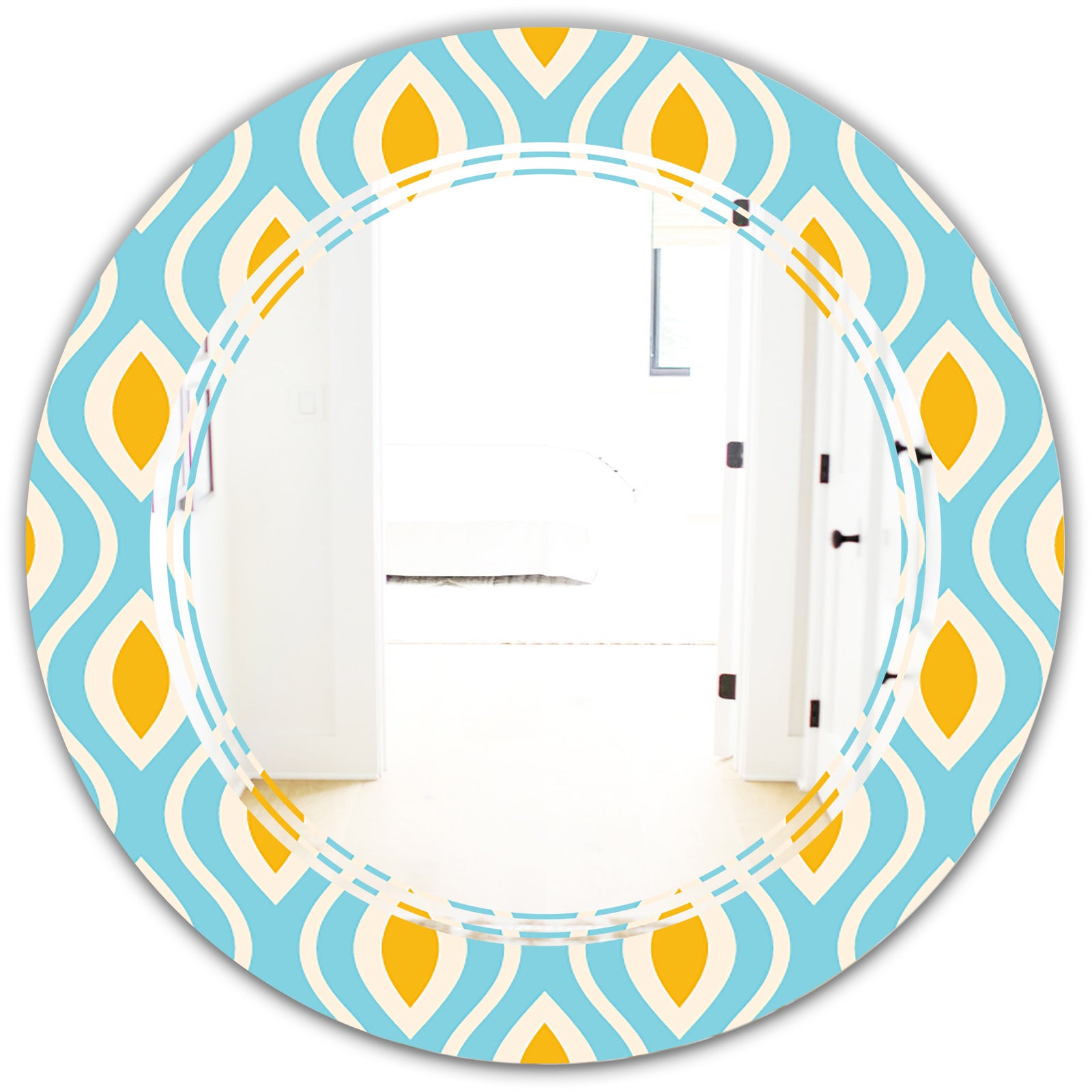 Retro Pattern Abstract Design I - Modern Round or Oval Wall Mirror - Triple C