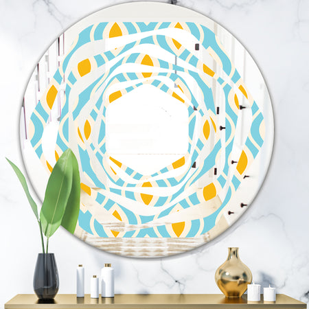 Retro Pattern Abstract Design I - Modern Round or Oval Wall Mirror - Whirl