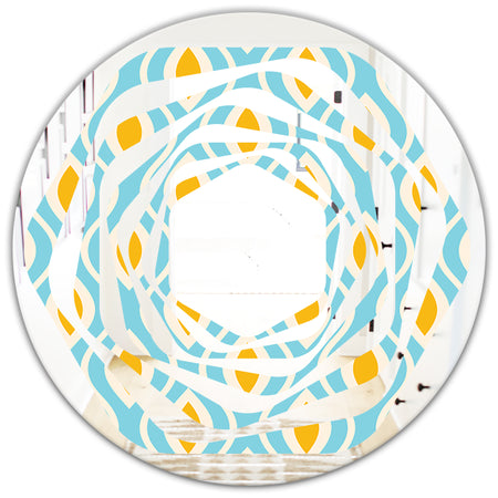 Retro Pattern Abstract Design I - Modern Round or Oval Wall Mirror - Whirl