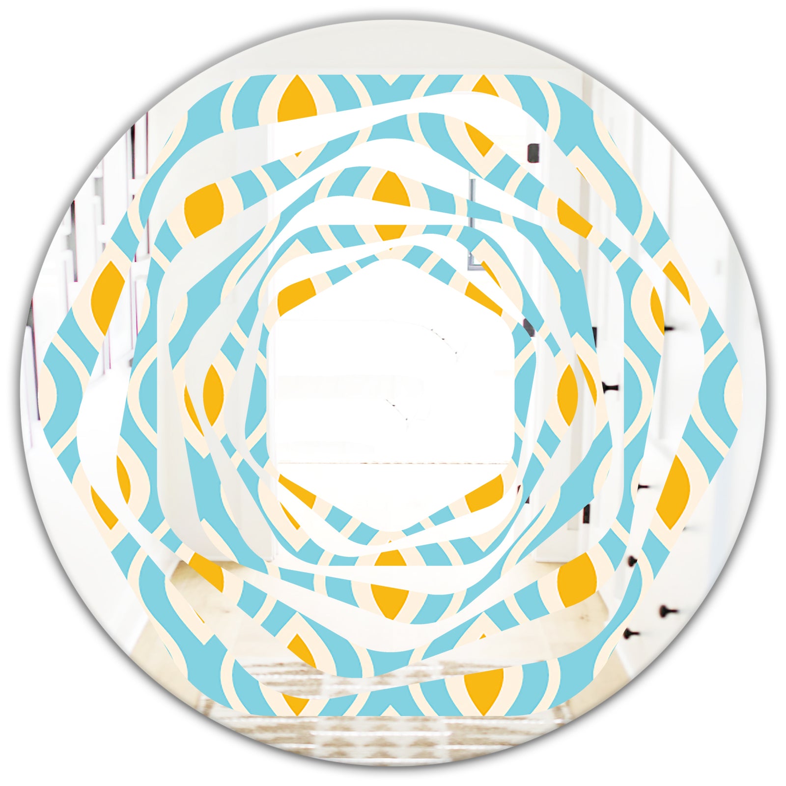 Retro Pattern Abstract Design I - Modern Round or Oval Wall Mirror - Whirl