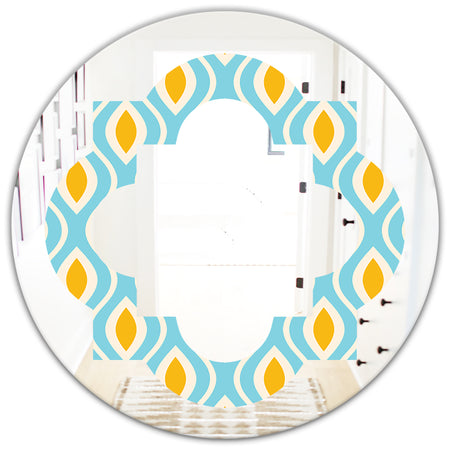 Retro Pattern Abstract Design I - Modern Round or Oval Wall Mirror - Quatrefoil