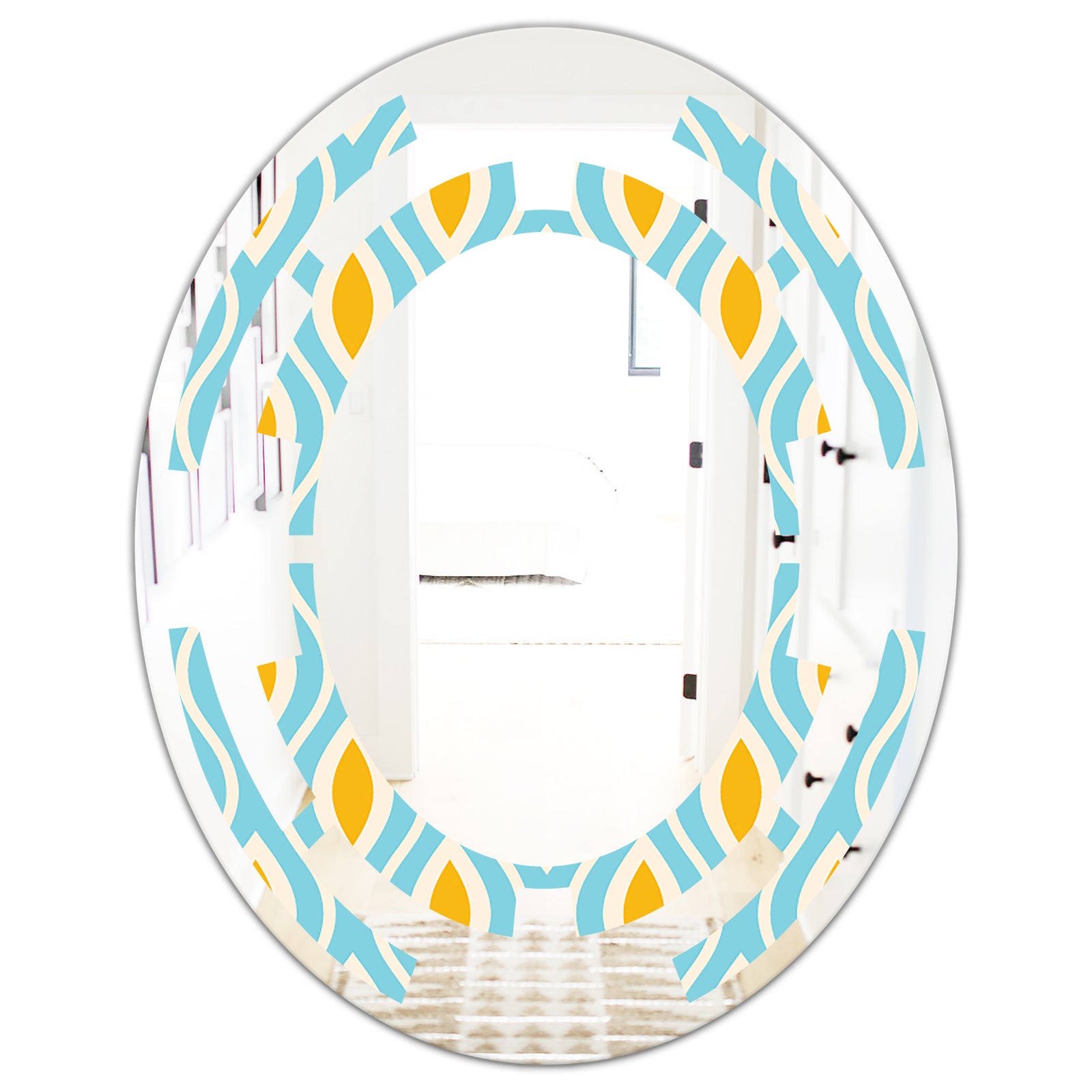 Retro Pattern Abstract Design I - Modern Round or Oval Wall Mirror - Space