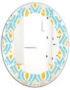 Retro Pattern Abstract Design I - Modern Round or Oval Wall Mirror - Leaves