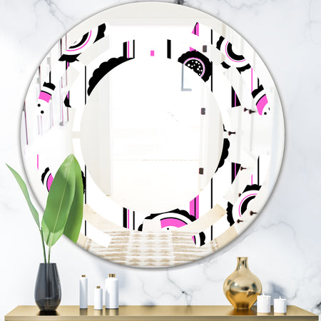 Circular Retro Pattern I - Modern Round or Oval Wall Mirror - Space
