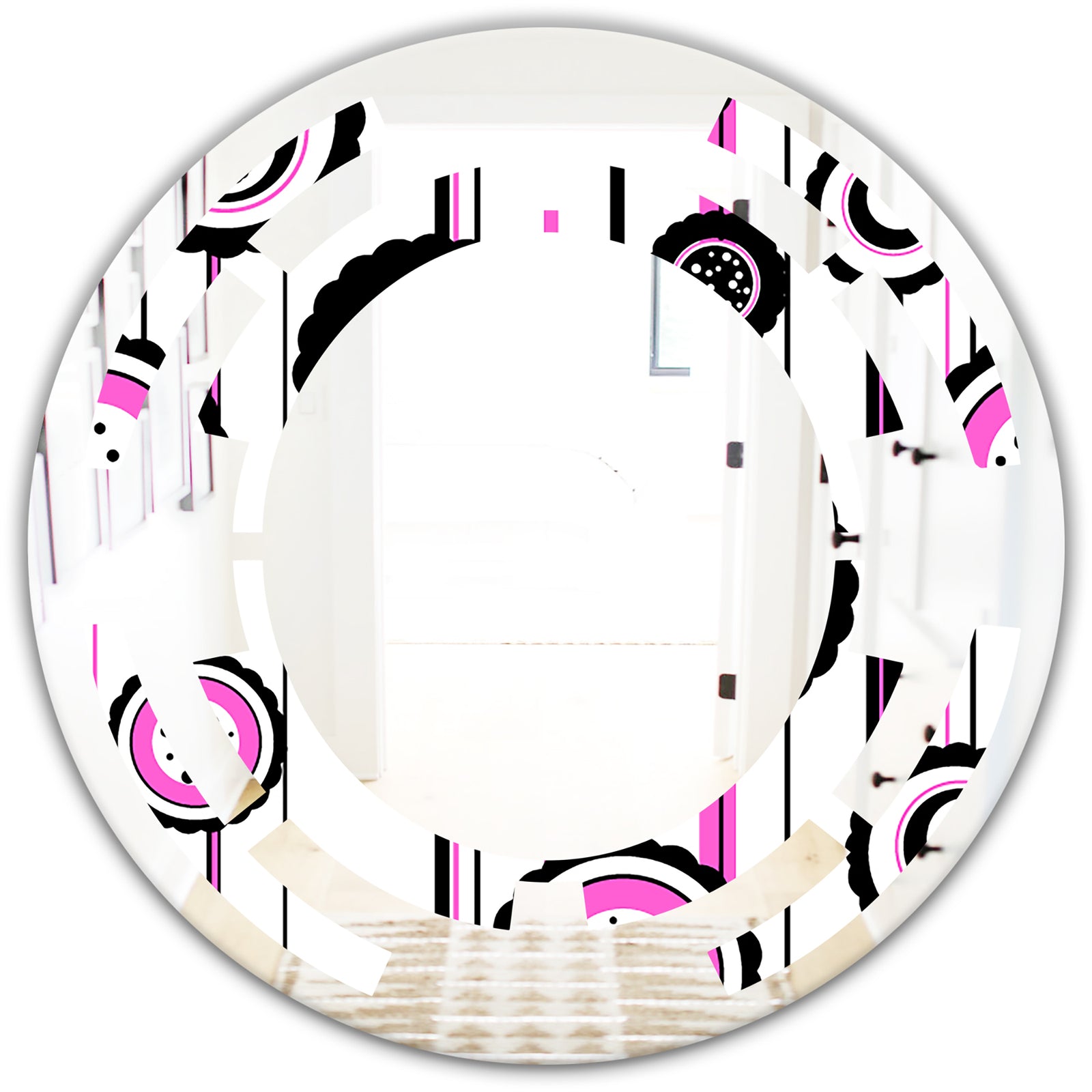 Circular Retro Pattern I - Modern Round or Oval Wall Mirror - Space