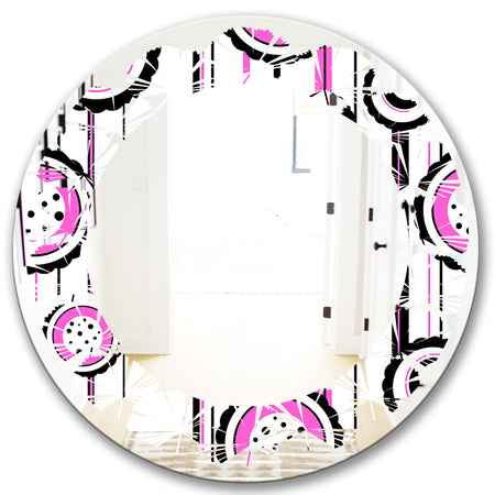 Circular Retro Pattern I - Modern Round or Oval Wall Mirror - Leaves