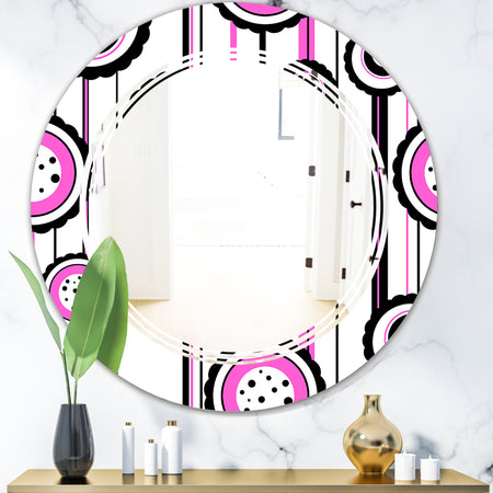 Circular Retro Pattern I - Modern Round or Oval Wall Mirror - Triple C