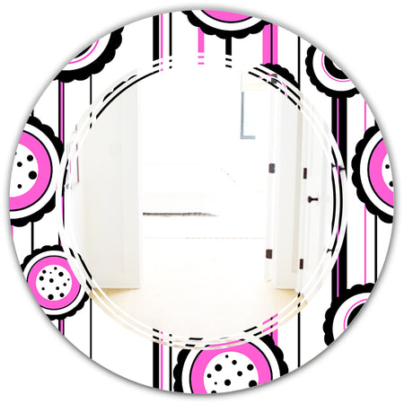 Circular Retro Pattern I - Modern Round or Oval Wall Mirror - Triple C
