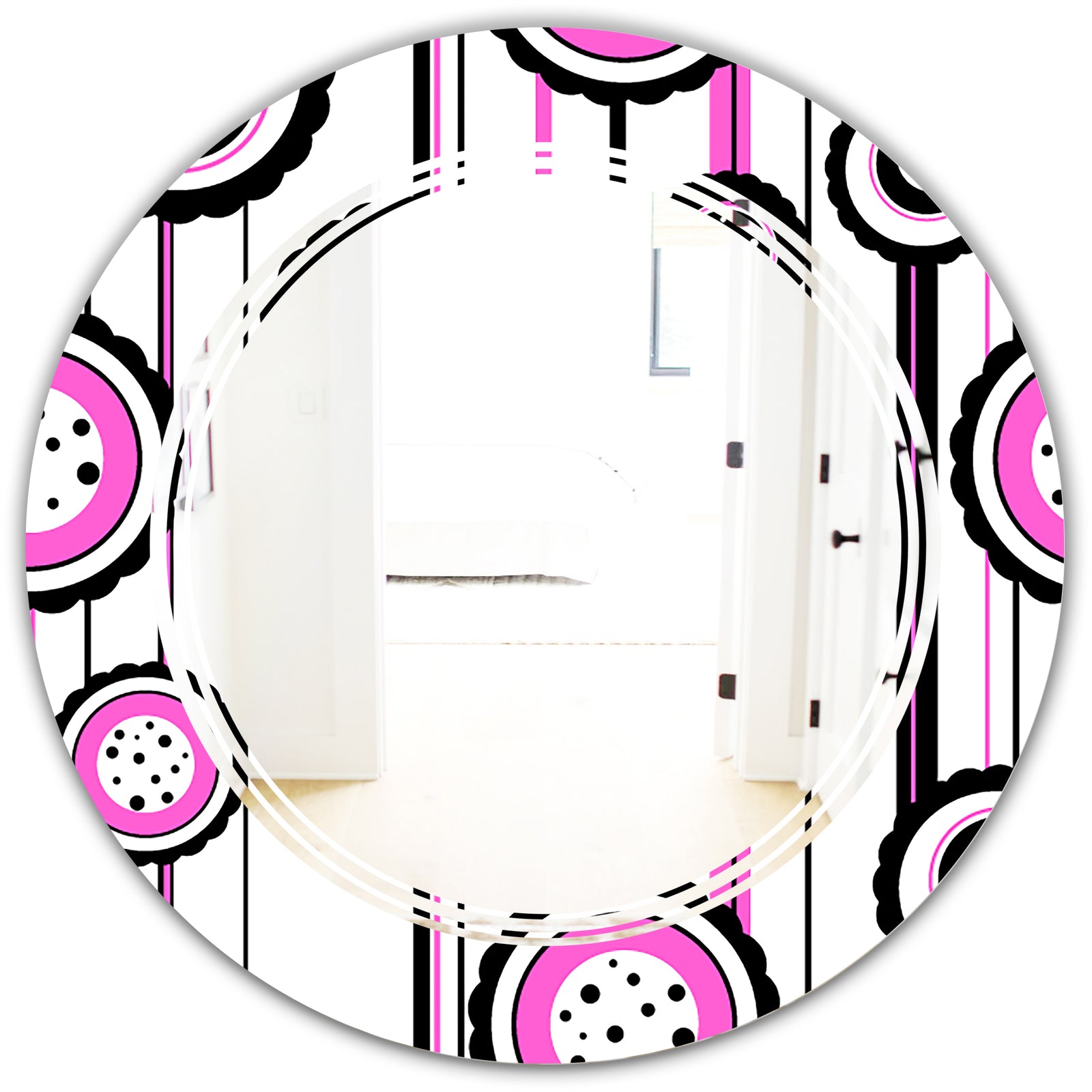 Circular Retro Pattern I - Modern Round or Oval Wall Mirror - Triple C