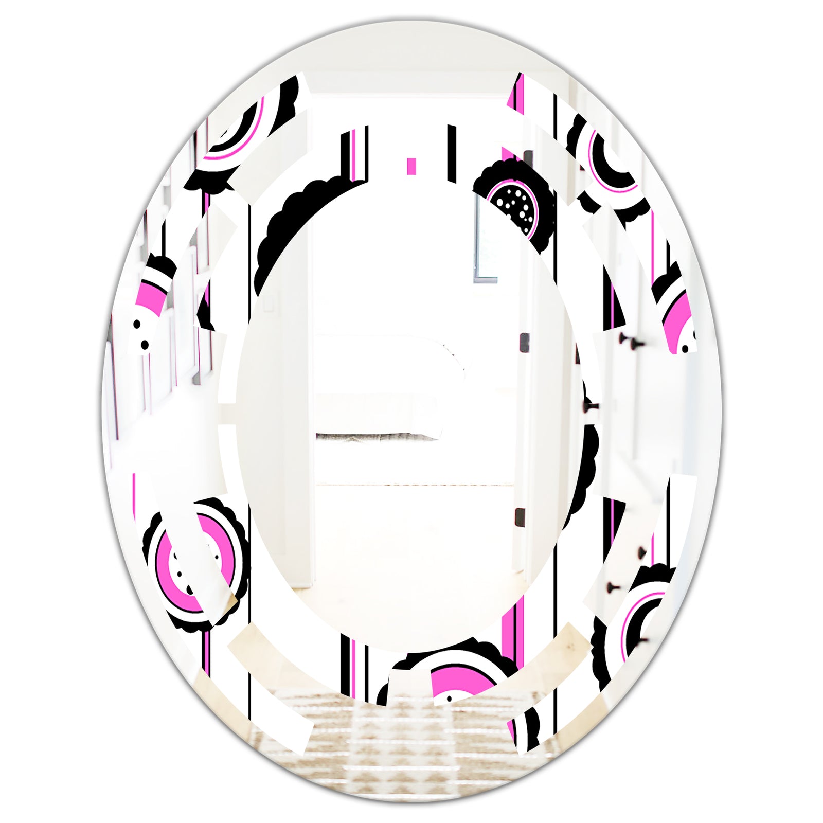 Circular Retro Pattern I - Modern Round or Oval Wall Mirror - Space