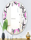 Circular Retro Pattern I - Modern Round or Oval Wall Mirror - Leaves