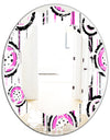 Circular Retro Pattern I - Modern Round or Oval Wall Mirror - Leaves