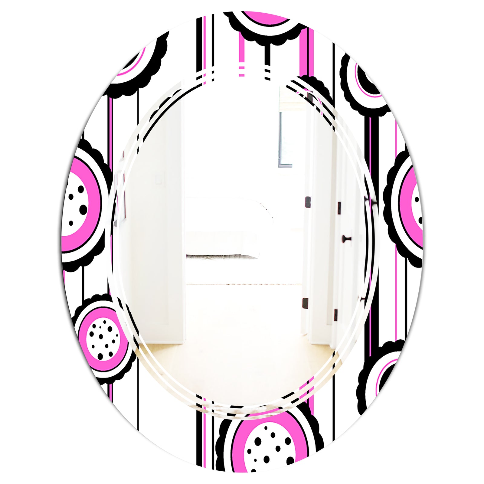 Circular Retro Pattern I - Modern Round or Oval Wall Mirror - Triple C