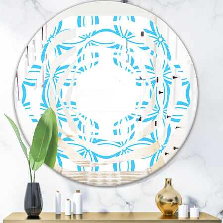 Retro Pattern Abstract Design II - Modern Round or Oval Wall Mirror - Whirl